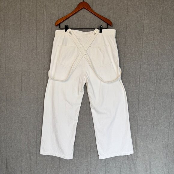 Gap White Ecru High Waist Wide-Leg Suspender Jeans With Washwell Size 16 Short - Picture 6 of 17